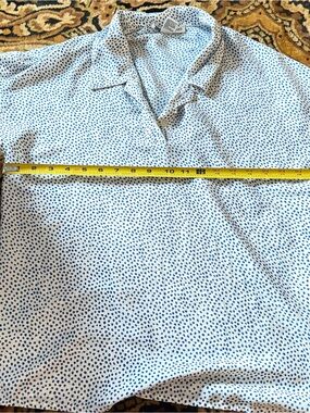 Light Blue Micro-Dot Short Sleeve Blouse